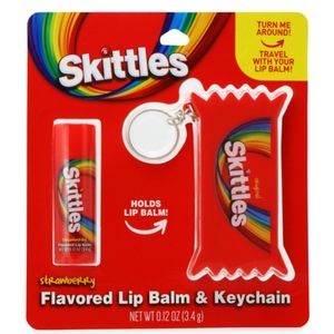 skittles® strawberry flavored lip balm & keychain